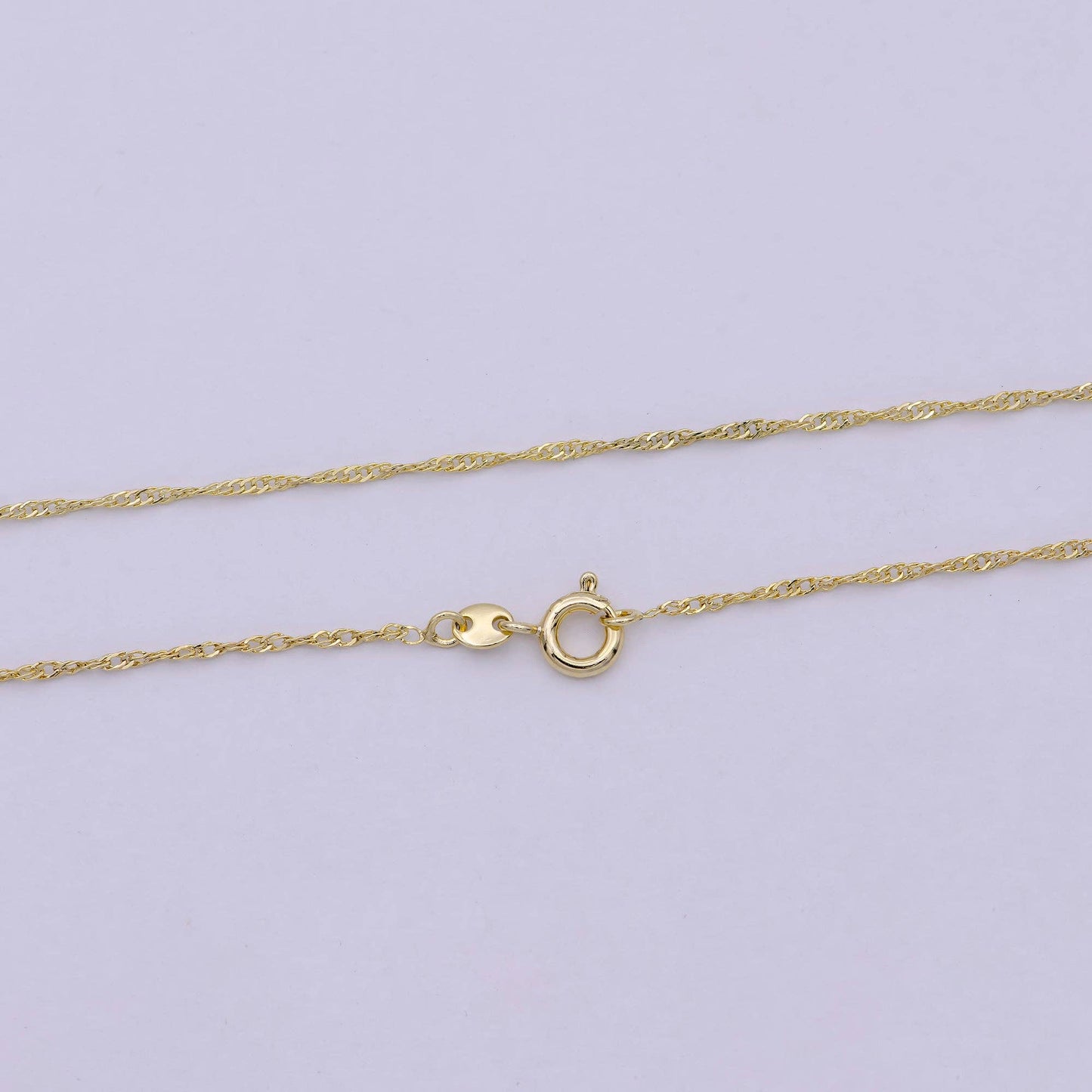 14K Gold Filled Diamond Cut Singapore Chain Necklace 1.4mm Thin Dainty Chain, Gold Layer Chain WA-541