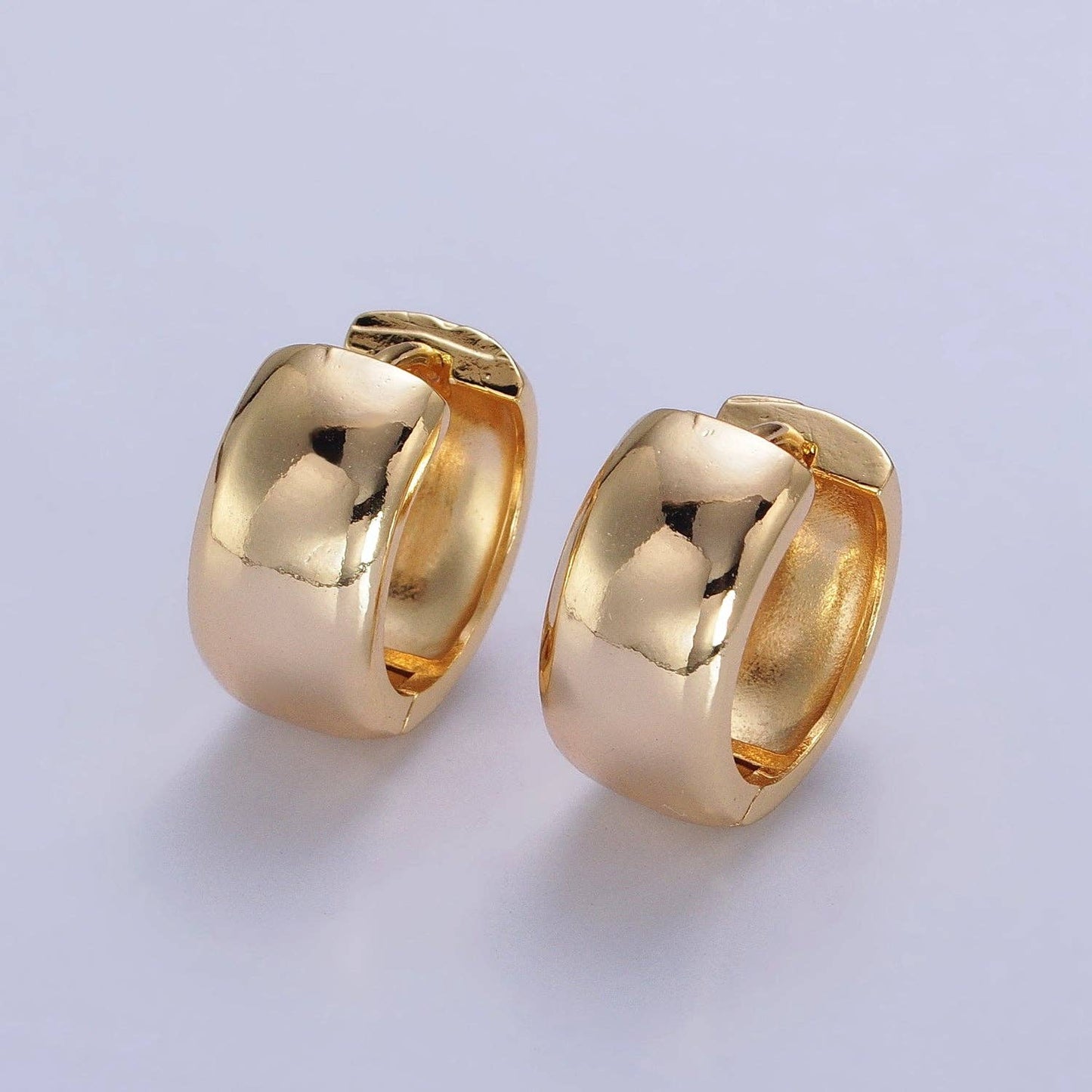 Gold Wide Chubby Minimalist Huggie Hoop Earrings