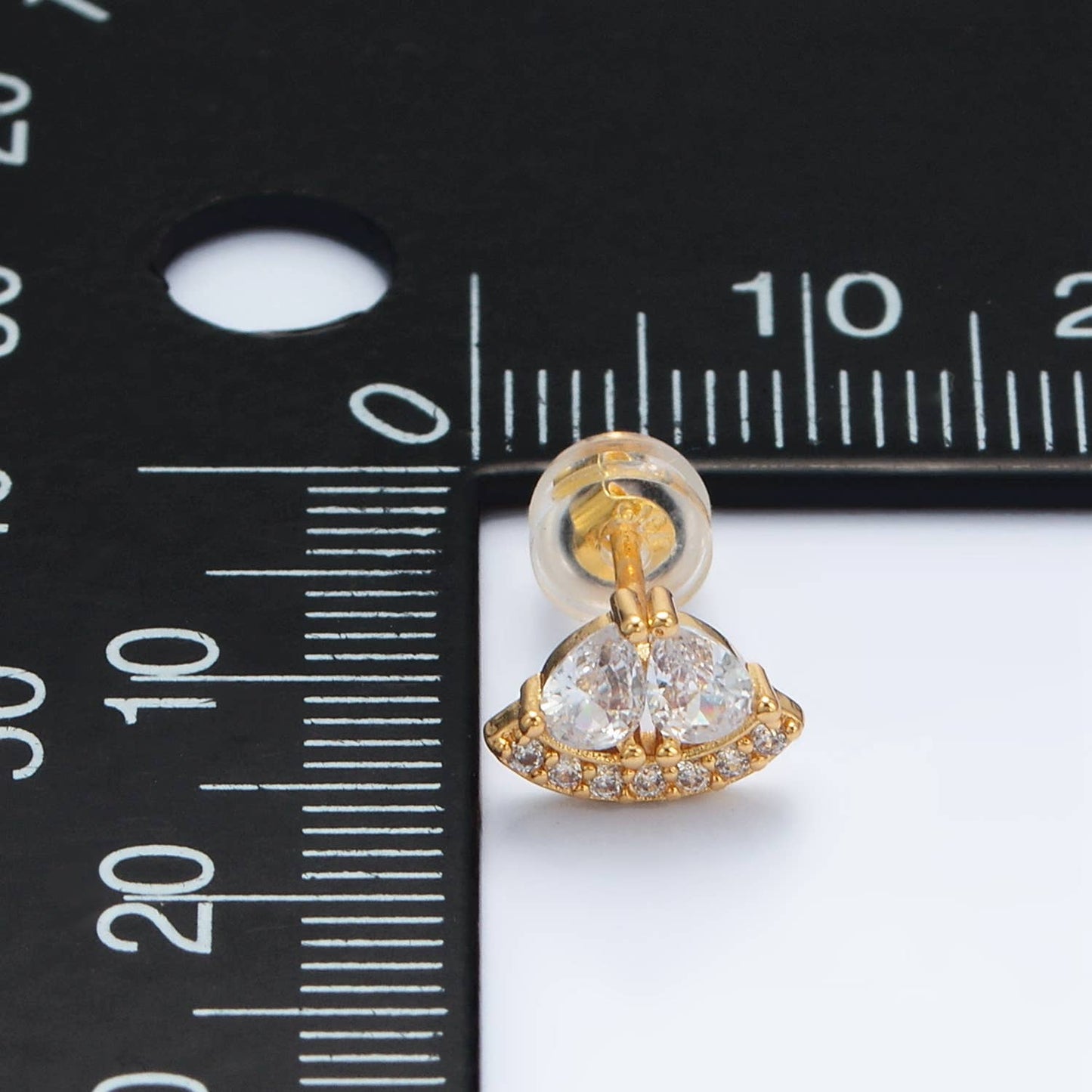 24K Gold Filled CZ Teardrop Triangle Stud Earring
