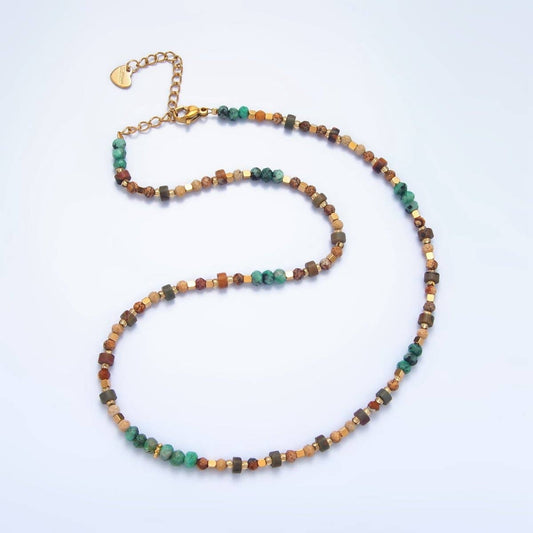 14K Gold Filled Multifaceted Turquoise Citrine 16 Inch Necklace