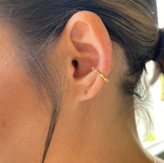 18k Gold Filled Ear Cuff With Bezel Cubic Zirconia